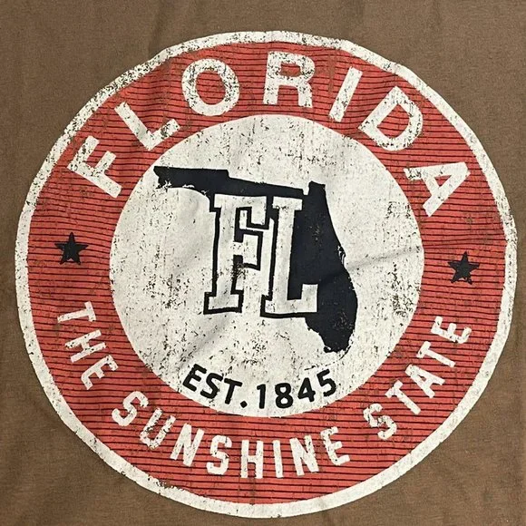 State of Mine Florida The Sunshine State Men's T-Shirt Brown - Picture 2 of 2